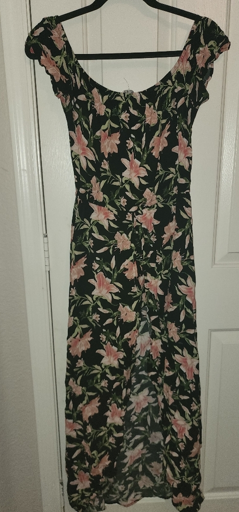 Floral romper with long train